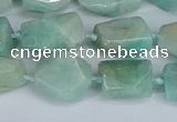 CNG7136 6*10mm - 10*14mm faceted nuggets Brazilian amazonite beads