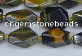 CNG7140 6*10mm - 10*14mm faceted nuggets blue tiger eye beads