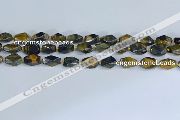 CNG7140 6*10mm - 10*14mm faceted nuggets blue tiger eye beads