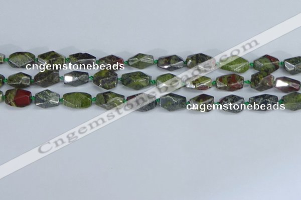 CNG7141 6*10mm - 10*14mm faceted nuggets dragon blood jasper beads