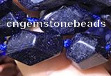 CNG7143 15.5 inches 6*10mm - 10*14mm faceted nuggets blue glodstone beads