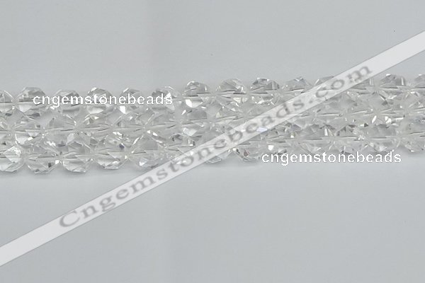 CNG7213 15.5 inches 12mm faceted nuggets white crystal beads