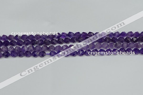 CNG7220 15.5 inches 6mm faceted nuggets amethyst gemstone beads