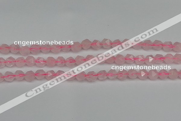 CNG7226 15.5 inches 8mm faceted nuggets rose quartz beads