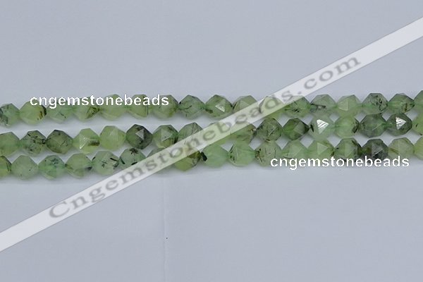 CNG7241 15.5 inches 8mm faceted nuggets green rutilated quartz beads