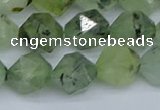 CNG7242 15.5 inches 10mm faceted nuggets green rutilated quartz beads