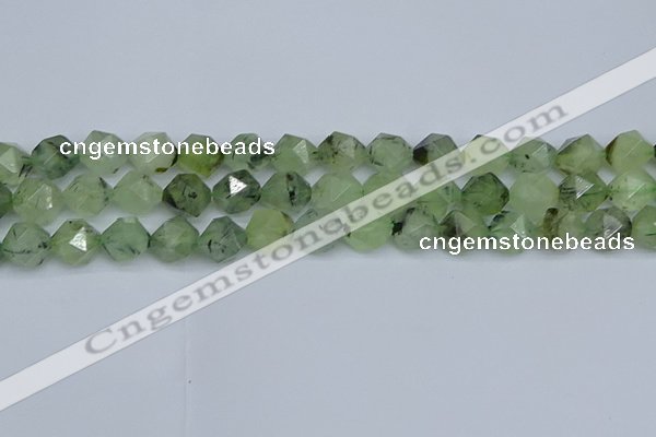 CNG7242 15.5 inches 10mm faceted nuggets green rutilated quartz beads