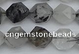 CNG7248 15.5 inches 12mm faceted nuggets black rutilated quartz beads