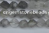 CNG7250 15.5 inches 6mm faceted nuggets cloudy quartz beads