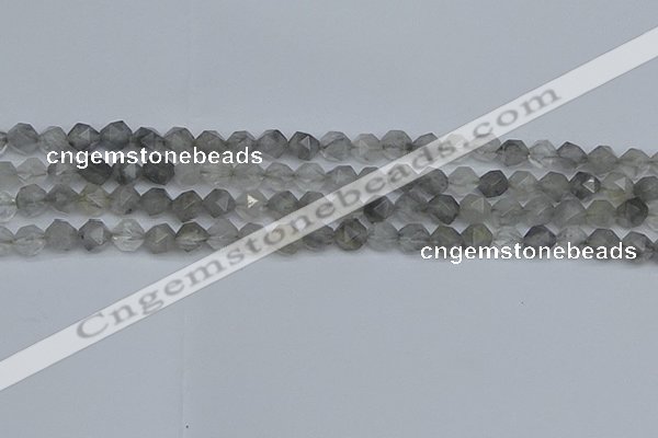 CNG7250 15.5 inches 6mm faceted nuggets cloudy quartz beads