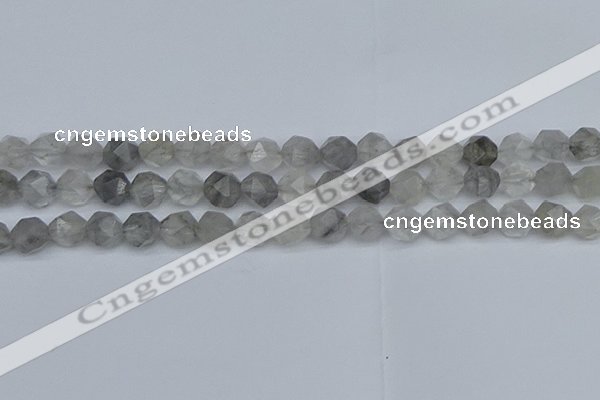 CNG7251 15.5 inches 8mm faceted nuggets cloudy quartz beads