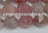 CNG7258 15.5 inches 12mm faceted nuggets strawberry quartz beads