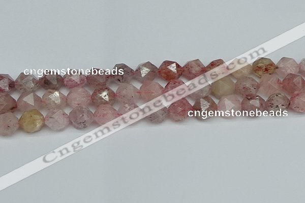 CNG7258 15.5 inches 12mm faceted nuggets strawberry quartz beads