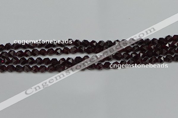 CNG7275 15.5 inches 6mm faceted nuggets red garnet beads