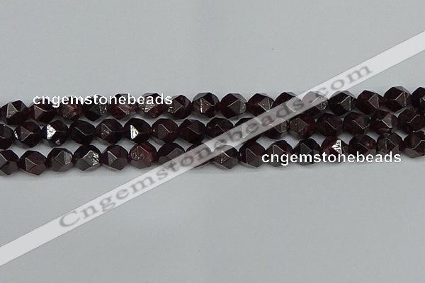 CNG7277 15.5 inches 10mm faceted nuggets red garnet beads