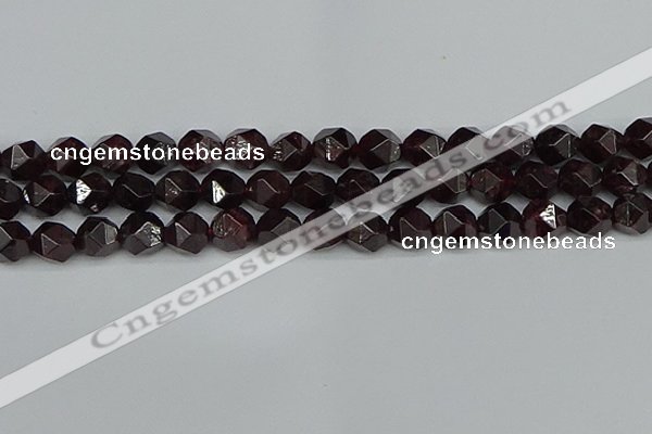 CNG7278 15.5 inches 12mm faceted nuggets red garnet beads