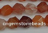 CNG7283 15.5 inches 12mm faceted nuggets red rabbit hair quartz beads