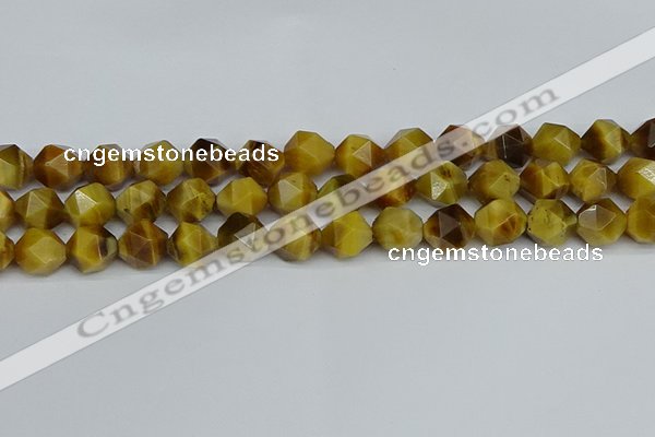 CNG7308 15.5 inches 12mm faceted nuggets golden tiger eye beads