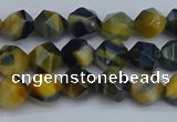 CNG7310 15.5 inches 6mm faceted nuggets golden & blue tiger eye beads