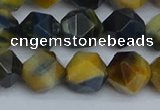 CNG7313 15.5 inches 12mm faceted nuggets golden & blue tiger eye beads