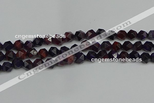 CNG7317 15.5 inches 10mm faceted nuggets purple tiger eye beads