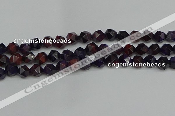 CNG7318 15.5 inches 12mm faceted nuggets purple tiger eye beads