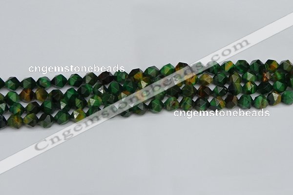 CNG7325 15.5 inches 6mm faceted nuggets green tiger eye beads