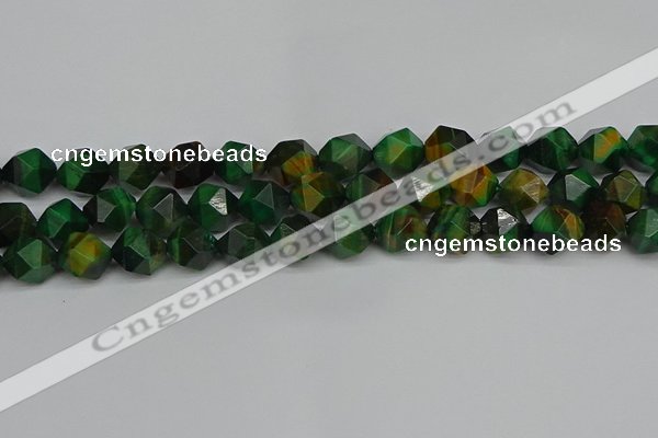 CNG7327 15.5 inches 10mm faceted nuggets green tiger eye beads