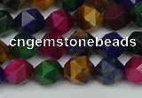 CNG7331 15.5 inches 8mm faceted nuggets mixed tiger eye beads