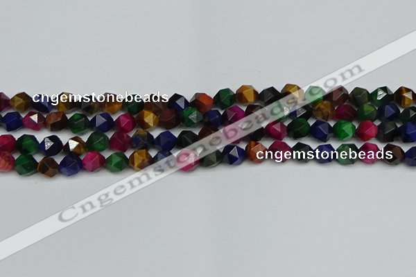 CNG7331 15.5 inches 8mm faceted nuggets mixed tiger eye beads