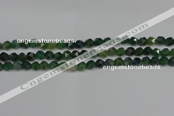 CNG7336 15.5 inches 8mm faceted nuggets moss agate beads