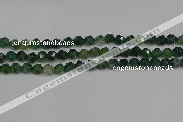 CNG7337 15.5 inches 10mm faceted nuggets moss agate beads