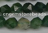 CNG7338 15.5 inches 12mm faceted nuggets moss agate beads