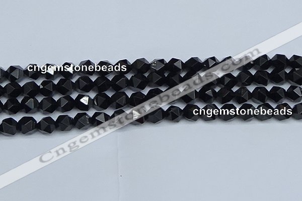 CNG7352 15.5 inches 10mm faceted nuggets Black agate beads