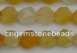 CNG7356 15.5 inches 8mm faceted nuggets yellow jade beads