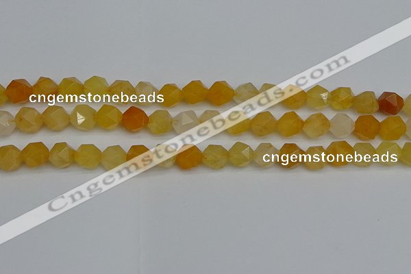 CNG7356 15.5 inches 8mm faceted nuggets yellow jade beads