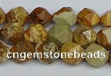 CNG7376 15.5 inches 8mm faceted nuggets picture jasper beads