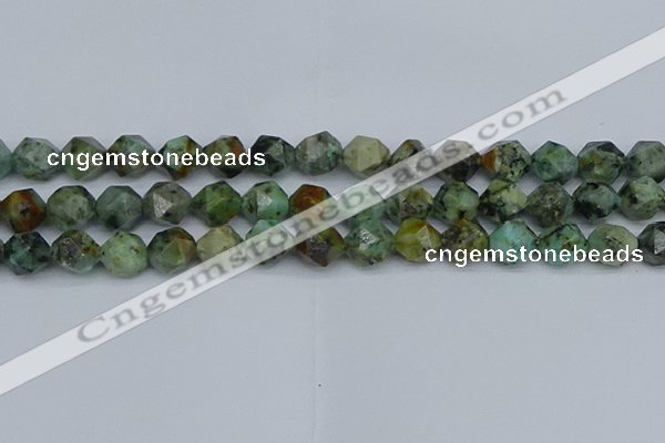 CNG7387 15.5 inches 10mm faceted nuggets African turquoise beads