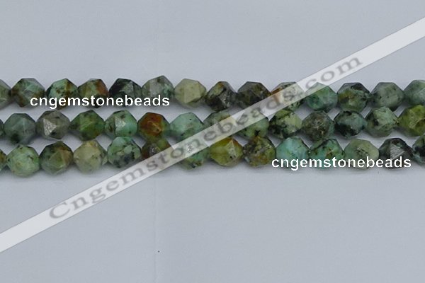 CNG7388 15.5 inches 12mm faceted nuggets African turquoise beads