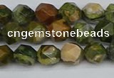 CNG7395 15.5 inches 6mm faceted nuggets rhyolite gemstone beads