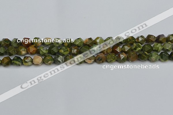 CNG7396 15.5 inches 8mm faceted nuggets rhyolite gemstone beads