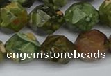 CNG7398 15.5 inches 12mm faceted nuggets rhyolite gemstone beads