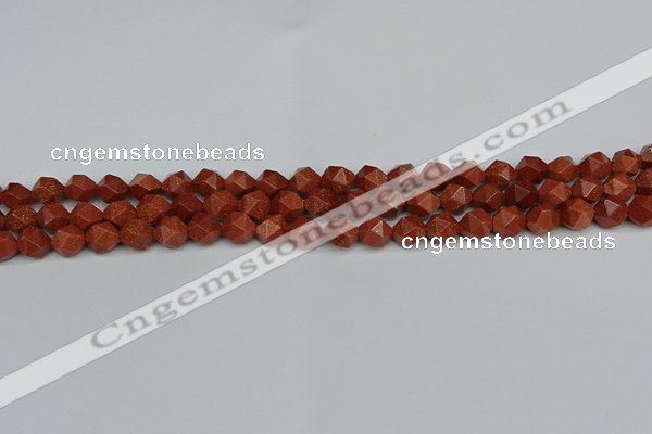 CNG7400 15.5 inches 6mm faceted nuggets goldstone beads