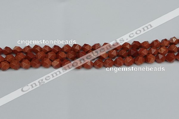 CNG7401 15.5 inches 8mm faceted nuggets goldstone beads