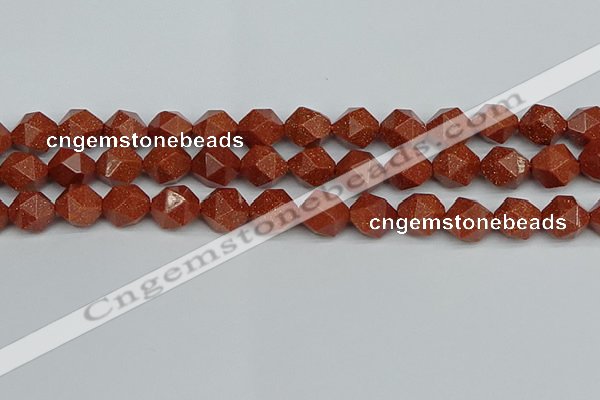 CNG7403 15.5 inches 12mm faceted nuggets goldstone beads