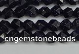 CNG7405 15.5 inches 6mm faceted nuggets blue goldstone beads