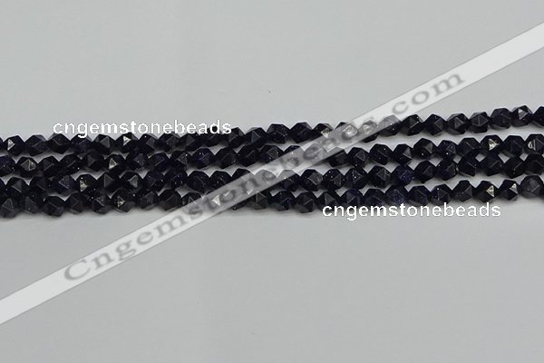 CNG7405 15.5 inches 6mm faceted nuggets blue goldstone beads