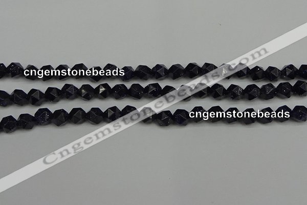 CNG7406 15.5 inches 8mm faceted nuggets blue goldstone beads