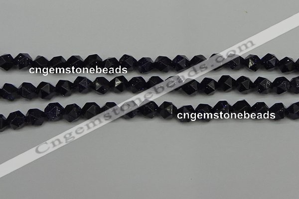 CNG7407 15.5 inches 10mm faceted nuggets blue goldstone beads