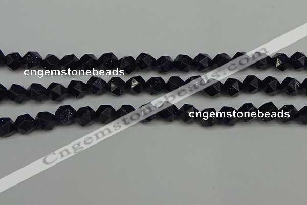 CNG7408 15.5 inches 12mm faceted nuggets blue goldstone beads